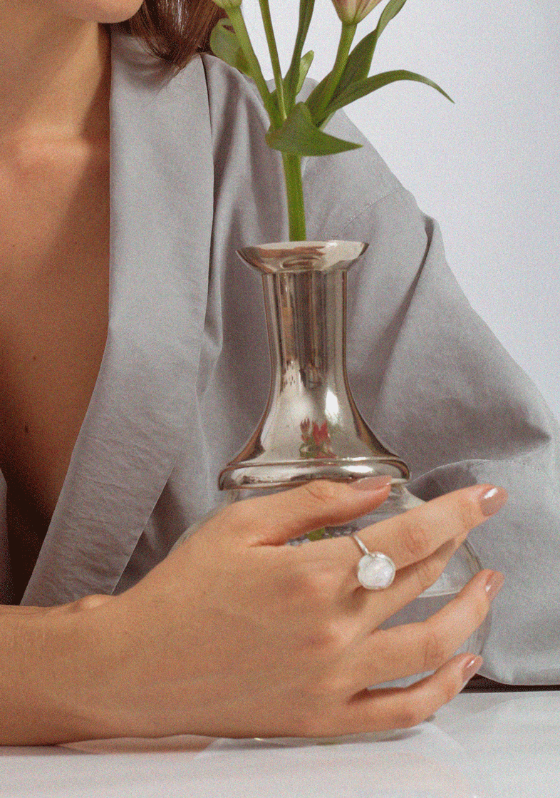 Anel pérola barroca